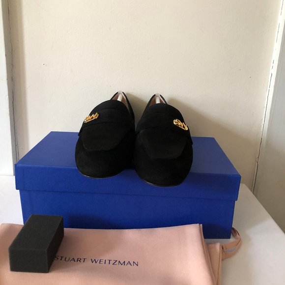 STUART WEITZMAN "PAYSON" BLACK SUEDE LOAFER 7.5M - Picture 5 of 8